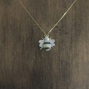 14 k gold dipped sterling silver Crystal bumblebee necklace 18 inches long.